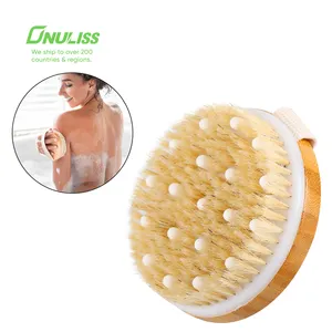 Brosse de douche humide et sèche, brosses en bambou pour le corps sec pour la Cellulite et lymphatique