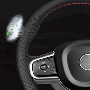 Fundas de Cuero Genuino Negro para <span class=keywords><strong>Volante</strong></span> Cosidas a Mano para <span class=keywords><strong>Kia</strong></span> 2005-2009, <span class=keywords><strong>Kia</strong></span> <span class=keywords><strong>Rio</strong></span> 2007 y Hyundai Accent - Product Image 5