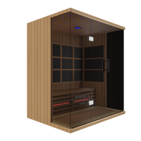 Sauna Moderna de Madera Sólida de Cedro Rojo/Hemlock, Ecológica, con Infrarrojos Lejanos, Ventanas Transom, Tamaño Personalizable, 1 Año de Garantía, para Villa