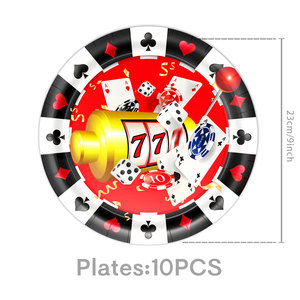 Articles <span class=keywords><strong>de</strong></span> fête sur le thème du casino pour filles, garçons et enfants : Vaisselle en papier, serviettes, gobelets, fourchettes, couteaux et pailles pour un joyeux anniversaire à Las Vegas - Product Image 6