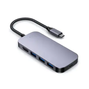 USB C alüminyum yerleştirme istasyonu hdtv + usb3.0 + pd şarj + vudio + SD/TF usb-c surfacepro için usb adaptörü