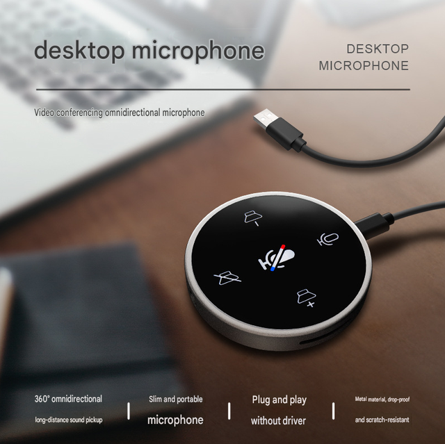 Video Conference USB Microphone & Speaker, Computer Mic for Gaming, Voice Recording, Live Streaming