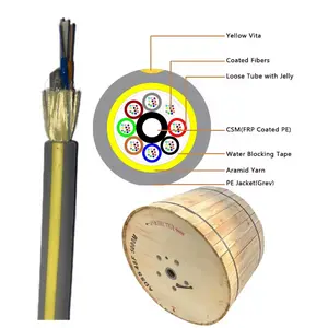 에어리얼 전유전체 자립형 ADSS 그레이 케이블 12 코어 광섬유 컬러 옐로우 스트라이프 케이블