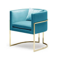 Skandinavischer Samt-Relaxsessel für Wohnzimmer, Esszimmer, Schlafzimmer - Mit Holzbeinen