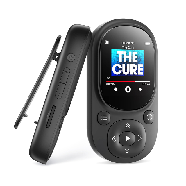 32GB Clip-On MP3 Music Player FM Radio Voice Recorder for 5.3 TF Card Support <2" Screen Supports FLAC/WAV Audio Formats