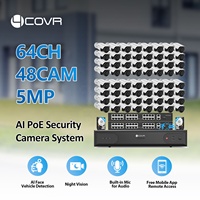 64-Kanal Überwachungskamerasystem 16TB HDD 48 Stück 5MP KI-Menschenerkennung Nachtsicht PoE CCTV IP-Sicherheit Kostenlose App Fernzugriff