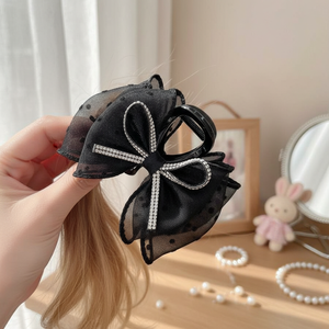 Vendita calda di tendenza fasce elastiche di moda per ragazze con perline di perle di pizzo peluche coda di cavallo all'ingrosso - Product Image 3