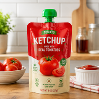 Sachet Doypack personnalisé imprimé en gros avec bec verseur, étanche, en PE de qualité alimentaire, pour jus, boissons et sauces