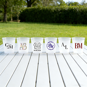 Gobelets personnalisés OEM pour stades, en plastique, pour bière, mariages, fêtes, événements, moulage par injection PP, 12oz 24oz, avec logo, motif mariée givré - Product Image 1