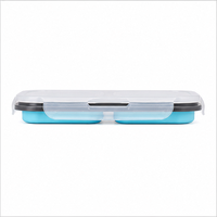 Boîte à lunch pliable en silicone à 2 compartiments, 1200 ml, compatible micro-ondes, avec couvercle verrouillable, récipient de stockage alimentaire pour la préparation des repas