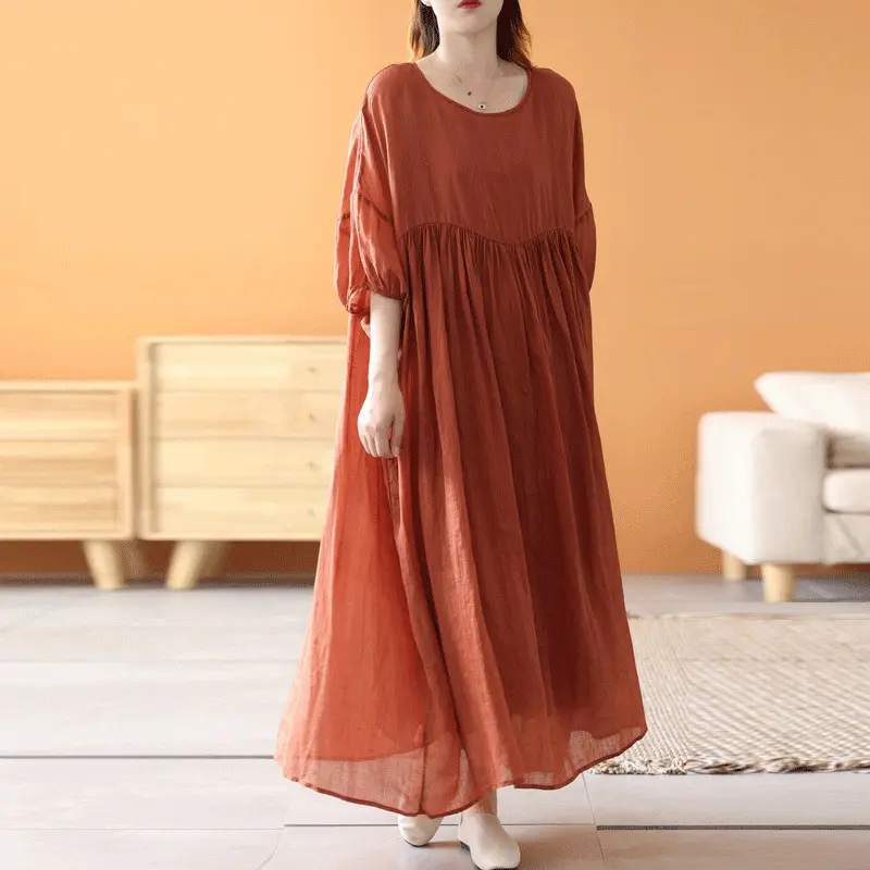 Loose Plus Size Irregular Dress 2022 Autumn New False Two-piece Long Sleeve Round Neck Women Maxi Dress