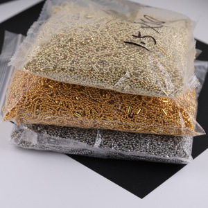 โซ่โลหะเคลือบลูกปัดขนาด 1.5 มม. อุปกรณ์ตกแต่งเครื่องประดับ DIY สำหรับตกแต่งกระเป๋า พวงกุญแจ สีทอง สีขาว สีทองอ่อน สีกาแฟ - Product Image 1