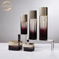 Bouteilles en verre de luxe violet et noir 40ml 100ml 120ml, emballage cosmétique unique pour lotion de soin et pot de crème pour le visage avec pompe