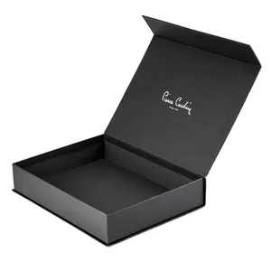 Vente en gros grande boîte en papier noire avec logo personnalisé boîte d'emballage en carton boîte cadeau en papier magnétique de luxe avec aimant