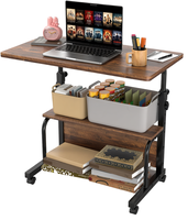 Escritorio de Computadora Móvil y Ajustable de Madera para Junto a la Cama con Nivel de Almacenamiento, en Oferta