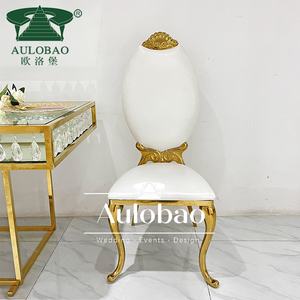 เก้าอี้แต่งงานสแตนเลสสีทองหรูหราด้านหลังสูงทันสมัย - Product Image 1