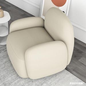 Sofá individual de piel de cordero estilo nórdico, redondo, tapizado con relleno de espuma para la sala de estar infantil - Product Image 2