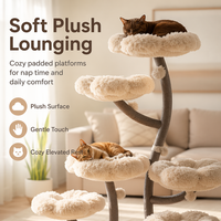 Arbre à chat moderne et minimaliste en peluche, structure en fer durable, poteau à gratter en sisal, plateforme de repos multi-niveaux, mobilier pour chat