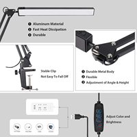Lampe de bureau LED moderne et écologique Bras oscillant d'architecte avec pince Dimmable Office & Study Task Liseuse Port USB Lampe de table