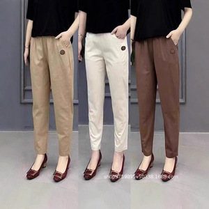 Women's Casual Pants Cotton Canvas Loose Fit Breathable Pocket Design Autumn Trousers For Middle Aged Women - Product Image 1