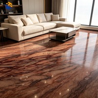 Dalle de marbre KT Stone, marbre brun rougeâtre à veines ondulées, pour la décoration des murs et des sols intérieurs