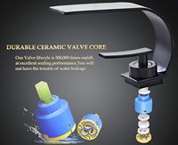 Keran Air Terjun Model C Berbahan Kuningan dengan Satu Lubang untuk Wastafel, Air Panas dan Dingin, Model Moon Faucet, untuk Kamar Mandi dan Toilet, dengan Katup Keramik
