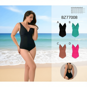 ชุดว่ายน้ำวันพีซไซส์ใหญ่ ควบคุมสัดส่วนหน้าท้อง ชุดชายหาดแบบเรียบร้อย เซ็กซี่ โมโนกินี ชุดอาบน้ำ ไซส์ 42-48 สีหลากหลาย - Product Image 3