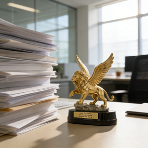 Scultura in Resina di Leone Alato Dorato Incisa su Misura, Statua Maestosa di Guardiano Reale con Leone Artigianale e Criniera Realistica - Product Image 4