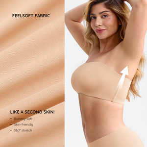 <span class=keywords><strong>Reggiseno</strong></span> Invisibile <span class=keywords><strong>Senza</strong></span> <span class=keywords><strong>Spalline</strong></span> per Donna, Copertura Totale, Traspirante, con <span class=keywords><strong>Coppe</strong></span> Rimovibili Push-up, Taglie Forti, Morbido e Antiscivolo - Product Image 4