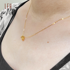 Collar De Joyería De Moda De 18k Con Doble Anillo Y Colgante Elegante De Circón, Collar De Oro Real De 18k Y Colgante De Oro Real Au750 - Product Image 6