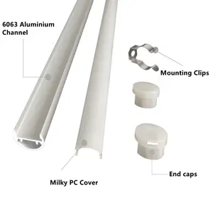Faixa de alumínio de led, pacote de 150cm, 4.92ft, forma o, perfil redondo, 5-10mm de largura, difusor de luz de canal de diâmetro de 16mm