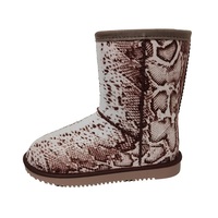 Mode haute qualité femmes hiver chaud antidérapant plat peau de serpent imprimé bottes de neige