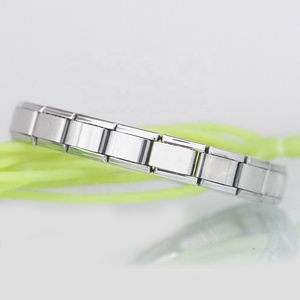 Acero inoxidable Composable Links 9mm Tamaño clásico Ajustable 18 Encantos Plata brillante En blanco Encantos italianos Pulsera de inicio - Product Image 6