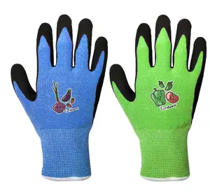 儿童花园手套高柔性衬里彩色儿童天然泡沫涂层防滑保护手套