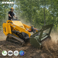 Mini-chargeuse sur chenilles diesel compacte avec broyeur forestier à attache rapide hydraulique