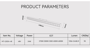 Smart Control Grille <b>Spots</b> <b>LED</b> Track Lights Square 24W DC 48V Magnetic Track Grille Light - Product Image 6