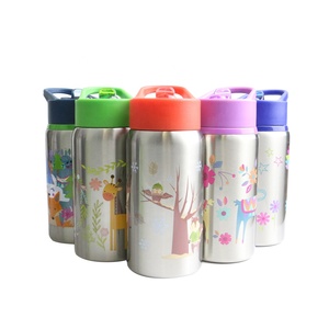Bouteille d'eau isotherme en acier inoxydable 18/8 de 500 ml pour enfants avec bouchon à clapet, gourde scolaire à paroi simple pour enfants, motif personnalisé - Product Image 1