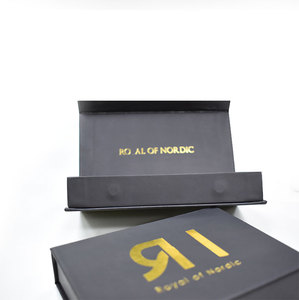 Boîtes de papier d'emballage magnétique en carton ondulé noir Vin Rouge de luxe personnalisé gaufrage revêtement UV impression personnalisée incluse - Product Image 1