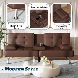 Sofá Cama Futón Moderno en Forma de L, Estilo Marroquí, Ajustable, con Portavasos, de 2 Plazas, para Sala de Estar u Oficina - Product Image 6