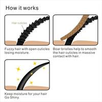 Brosse sèche-cheveux professionnelle pour femmes, 100% poils de sanglier et nylon, manche en plastique, démêlante, usage domestique, TONG FONG 9D075HHI