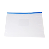 PVC A4 bleu fermeture éclair curseur sacs en plastique étanche Document portefeuilles fichiers dossier fermeture éclair sacs pochette pour bureau école