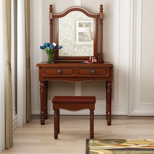 Table de toilette moderne de luxe en bois <span class=keywords><strong>massif</strong></span> avec miroir éclairé et design durable, coiffeuse de chambre à coucher de style américain - Product Image 3