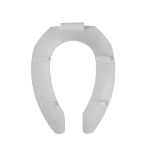 Asiento de <span class=keywords><strong>inodoro</strong></span> delantero abierto alargado de plástico sin <span class=keywords><strong>tapa</strong></span> Peso ligero para baño público, bisagras de plástico y bisagras de acero inoxidable - Product Image 4