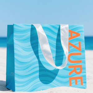 Sacs à provisions de luxe imprimés de logo personnalisé en papier d'art violet recyclé de haute qualité pour vêtement avec ruban, corde et estampage à l'or - Product Image 4