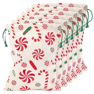 Custom Logo Printed Organic Cotton Drawstring <b>Bag</b> Merry <b>Christmas</b> Santa Sack <b>Christmas</b> <b>Gift</b> <b>Bag</b> - Product Image 1