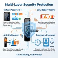 Kunci Pintu Pintar Sidik Jari Terlaris Tuya WIFI Kata Sandi Tanpa Kunci Kartu RFID Kunci Apartemen Kunci Kamar Tuya APP BLE Kunci Pintu Digital