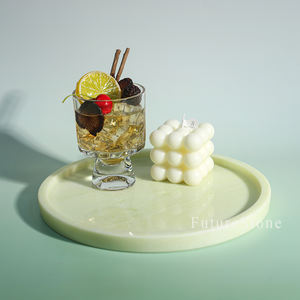 Plateau rond moderne et élégant en marbre naturel avec motif floral pour l'organisation de la vanité de la salle de bain et la présentation de <span class=keywords><strong>bijoux</strong></span> - Product Image 4