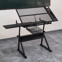 Table à dessin professionnelle réglable en verre trempé pour artistes, architectes et usage scolaire, idéale pour les plans et les stations de travail.