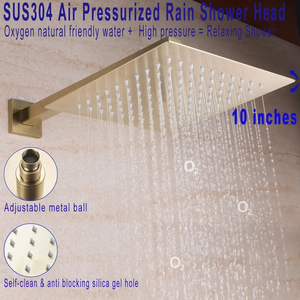 Juego de Ducha Contemporáneo 2026 en Oferta con Cabezal de Ducha Rectangular, Rociador de Lluvia, Doble Manija y Acabado Dorado Cepillado - Product Image 3
