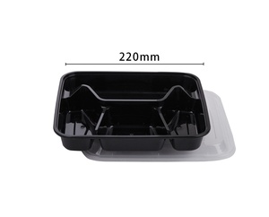 Black rectangular meal microwavable to go takeaway disposable 1 2 3 4 5 6 compartment plastic take out box fast food containers
